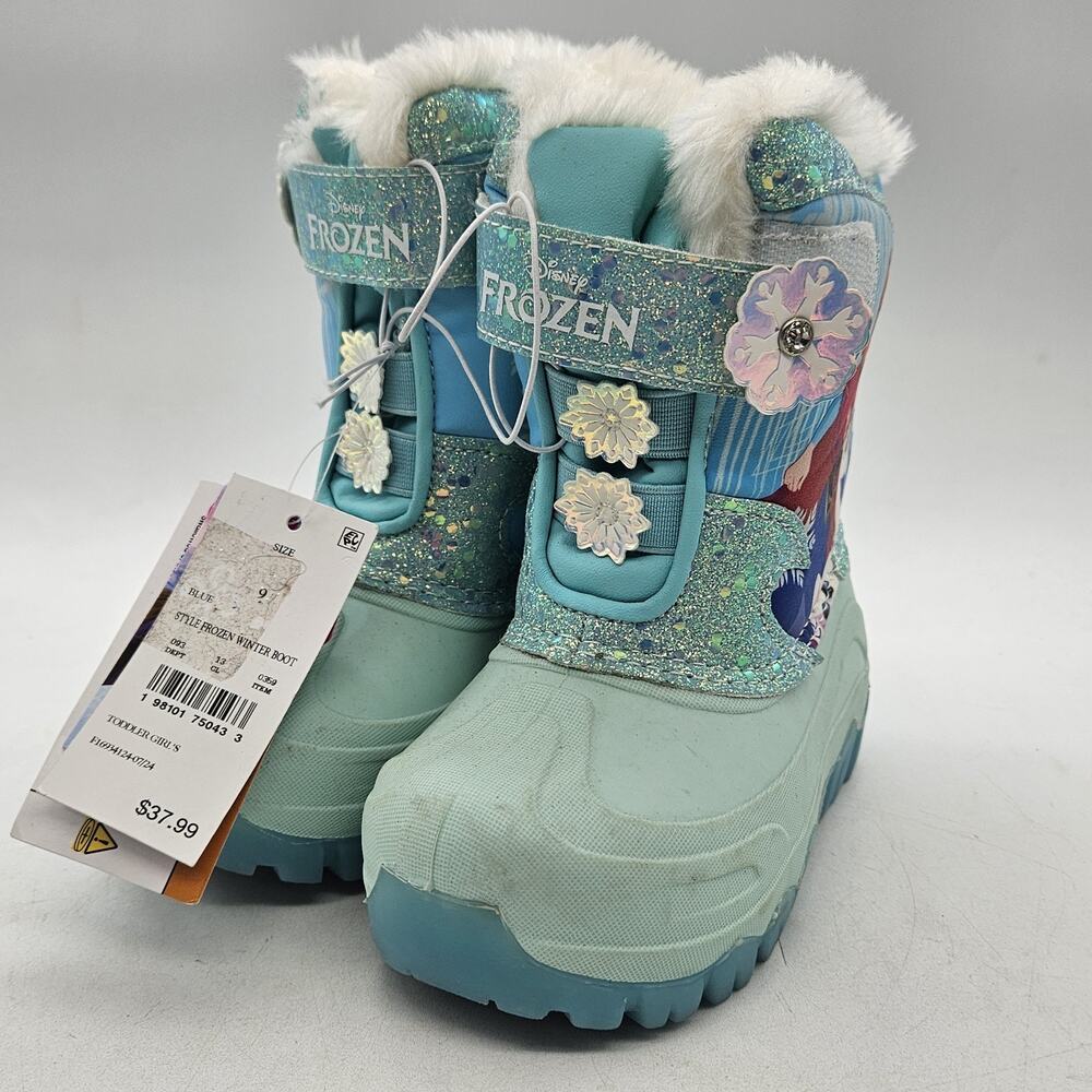Disney Frozen Toddler Girls Size 9 Winter Snow Boots Light-Up Fuzzy Inside